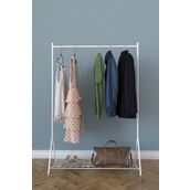 Remaks Loft Beyaz 1 Raflı Metal Portmanto Ayaklı Elbise Askısı ve Konfeksiyon Askılık