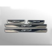 Renault Captur, Clio, Fluence, Kadjar, Latitude, Megane, Modus, Scenic, Symbol, Talisman ile Uyumlu Universal Krom/karbon Kapı Eşik Koruması 4- Kapı (4 Prç)