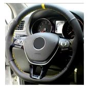 Renault Clio 2 Uyumlu Direksiyon Kılıfı Alkantara-Karbon Sarı Yüzüklü