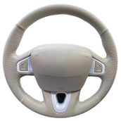 Renault Fluence-Scenic Megane 3 Privilege Tuşlu-DERİSİ SÖKÜLMEDEN Yapılan Bej direksiyon kılıfı
