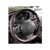 Renault Megane 4 Uyumlu Dikmeli Deri Direksiyon Kilifi Siyah Deri Kirmizi Ipli (38×11Cm)