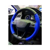 Renault Symbol 2013+ Deri Direksiyon Kılıfı İki Renkli Mavi Siyah
