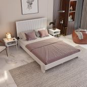 Renazzo Mobilya Alaz Model Dikey 140x190 cm Beyaz Renk Çam Ahşap Karyola