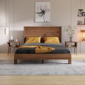 Renazzo Mobilya Ebruli Model 150x200 cm Ceviz Renk Çam Ahşap Karyola