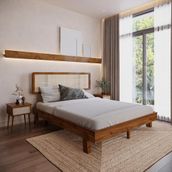 Renazzo Mobilya Hazeran 140x190 cm Lilyum Model Ceviz Vernikli Ahşap Karyola