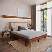 Renazzo Mobilya Hazeran 200x200 cm Lilyum Model Ceviz Renk Ahşap Karyola