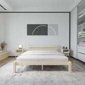 Renazzo Mobilya Letto Model 140x190 cm Doğal Çam Ahşap Karyola