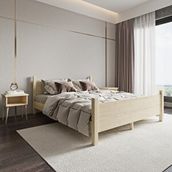 Renazzo Mobilya Melodi Model 140x190 cm Doğal Çam Ahşap Karyola