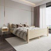 Renazzo Mobilya Melodi Model 140x200 cm Doğal Çam Ahşap Karyola
