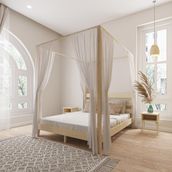 Renazzo Mobilya Natura Model 180x200 cm Cibindirik Askılıklı Vernikli Çam Ahşap Karyola