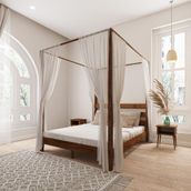 Renazzo Mobilya Natura Model Cibindirik Askılıklı 100x200 cm Ceviz Çam Ahşap Karyola