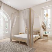 Renazzo Mobilya Natura Model Cibindirik Askılıklı 120x200 cm Doğal Çam Ahşap Karyola
