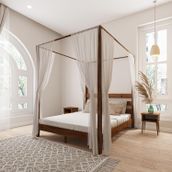 Renazzo Mobilya Natura Model Cibindirik Askılıklı 140x200 cm Ceviz Çam Ahşap Karyola
