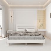 Renazzo Mobilya Natura New Model 200x200 cm Beyaz Renk Çam Ahşap Karyola