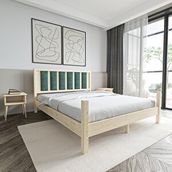 Renazzo Mobilya Orion Model 90x200 cm Çağla Yeşili Puflu Başlıklı Vernikli Çam Ahşap Karyola