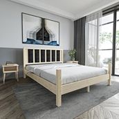 Renazzo Mobilya Orion Model 90x200 cm Siyah Renk Puflu Başlıklı Vernikli Çam Ahşap Karyola