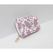 Renkli Çiçekler Çocuk Cüzdan 11X8X4 cm Desenli Çocuk Cüzdanı - Antrasit - Pembe - Beyaz