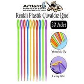 Renkli Plastik Çuvaldız Yün İğnesi 24 Cm 20 Adet Plastik Dikiş İğnesi Yün Örgü Dikme İplik İğne Dokuma İğnesi