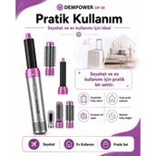 Renklime Anti Statik Etkili 5 Başlıklı Saç Şekillendirici Sıcak Hava Fırçası ve Maşa Seti