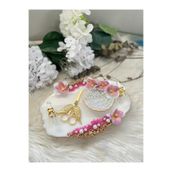 RESİNARTSHOP Epoksi Tepsi Pembe Orkideli küçük boy nişan seti