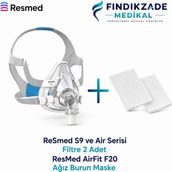 Resmed S9 ve Air Serisi Filtre 2’li Paket + AirFit F20 Tam Yüz CPAP Maskesi