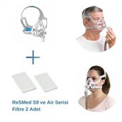 Resmed S9 ve Air Serisi Filtre 2’li Paket + AirFit F20 Tam Yüz CPAP Maskesi