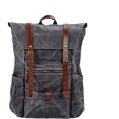 Retro Mumlu Kanvas Deri Büyük Outdoor Sırt Çantası (gri)