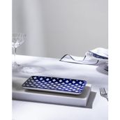 Reve Bleu Raye Dikdörtgen Tabak - 22 cm - Mavi/Beyaz