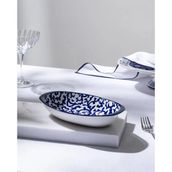 Reve Bleu Reneta Oval Tabak - 22 cm - Mavi/Beyaz