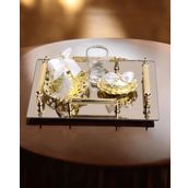 Reverence Gold Damat Fincan Kahve Tepsisi Beyaz