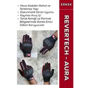 Revertech Aura Kırmızı - Dokunmatik Ekran Uyumlu Erkek Motosiklet Eldiveni + Buff Hediyeli