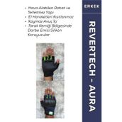 Revertech Aura Lacivert - Neon / Yarım Parmak - Kaymaz Avuç İçi Motosiklet Eldiveni Erkek
