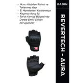 Revertech Aura Siyah / Yarım Parmak - Kaymaz Avuç İçi Kadın Motosiklet Eldiveni