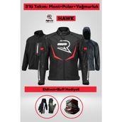 Revo Hawk Kırmızı 3 Katmanlı 4 Mevsim Unisex Motosiklet Montu + ELDİVEN VE BUFF HEDİYELİ