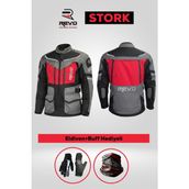 Revo Stork Kırmızı 4 Mevsim Unisex Motosiklet Montu + ELDİVEN VE BUFF HEDİYELİ
