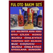 Ribbon Car Wax 7 Li Oto Bakım Seti -Buğu Önleyici*Süt Silikon*Buz Çözücü*Kalorifer Asma Koku*Uygulama Sün.