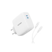 Ricomm 100W GaN 2 Portlu USB-C QC5.0 PD Type-C Beyaz Hızlı Şarj Cihazı + 100W Şarj Kablosu