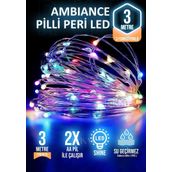 rkmstore Dekoratif 3 Metre Rgb Pilli Peri Led Aydınlatma Fonksiyonlu Parti Yılbaşı Süsleme