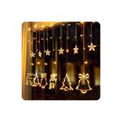 rkmstore Yeni Yıl Çam Ağacı Geyik Çan Temalı Işık Zinciri Yılbaşı Noel Perde Led Işık Süslemesi