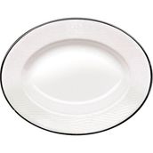Roberto Cavalli Lizzard Platin Yılan Derisi Desenli Porselen Oval Servis Tabağı 23 cm - Beyaz - Standart