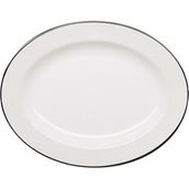 Roberto Cavalli Lizzard Platin Yılan Derisi Desenli Porselen Oval Servis Tabağı 36 cm - Beyaz - Standart