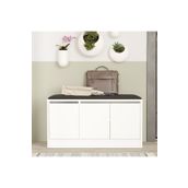 Robin Home Comfort Puflu Minderli Oturaklı Ayakkabılık 3 Kapaklı Dolap 90CM Beyaz