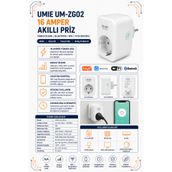 RobotikDepo Umie UM-ZG02 16 Amper Enerji Izleme Bleutooth+Wifi Tuya Destekli Akıllı Priz
