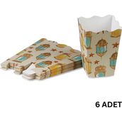 Roco Paper Co. 6lı Ramazan Temalı Patlamış Mısır, Şeker Kutusu, Popcorn, Ikram Kutusu, 6X6X11 Cm, Krem Renk