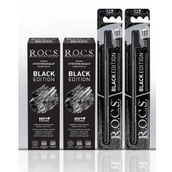 Rocs Black Edition Kömür Özlü Beyazlatıc 2 Macun+2 Fırçaı Ağız Bakım Seti