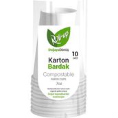 Roll-Up Doğaya Dönüş Ekolojik Doğal Kağıt Karton Bardak - 7Oz - 10'lu Paket