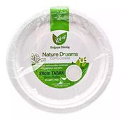Roll-Up Roll-up Nature Ekolojik Karton Kağıt Tek Kullanımlık Tabak - 26 Cm. - 25 Adetlik 1 Paket Beyaz