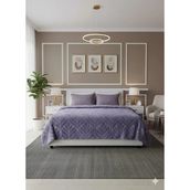 Romans Emboss Çift Kişilik Battaniye Kül Moru