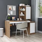 Roomart Nora Rafli Çalişma Masasi , Çalişma Ofis Masasi Sağ Dolapli, Bilgisayar Masasi Atlantik Çam Beyaz
