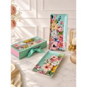 Rossev Porselen Dikdörtgen Sunum Tabak 26 cm 2'li Full Bloom - 250 ml - Pembe